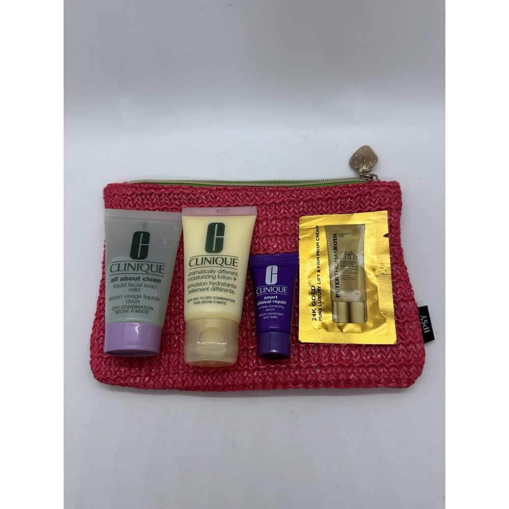 Clinique Skincare Glam Bag Set Moisturizer Cleanser Serum + Peter‎ Thomas Roth